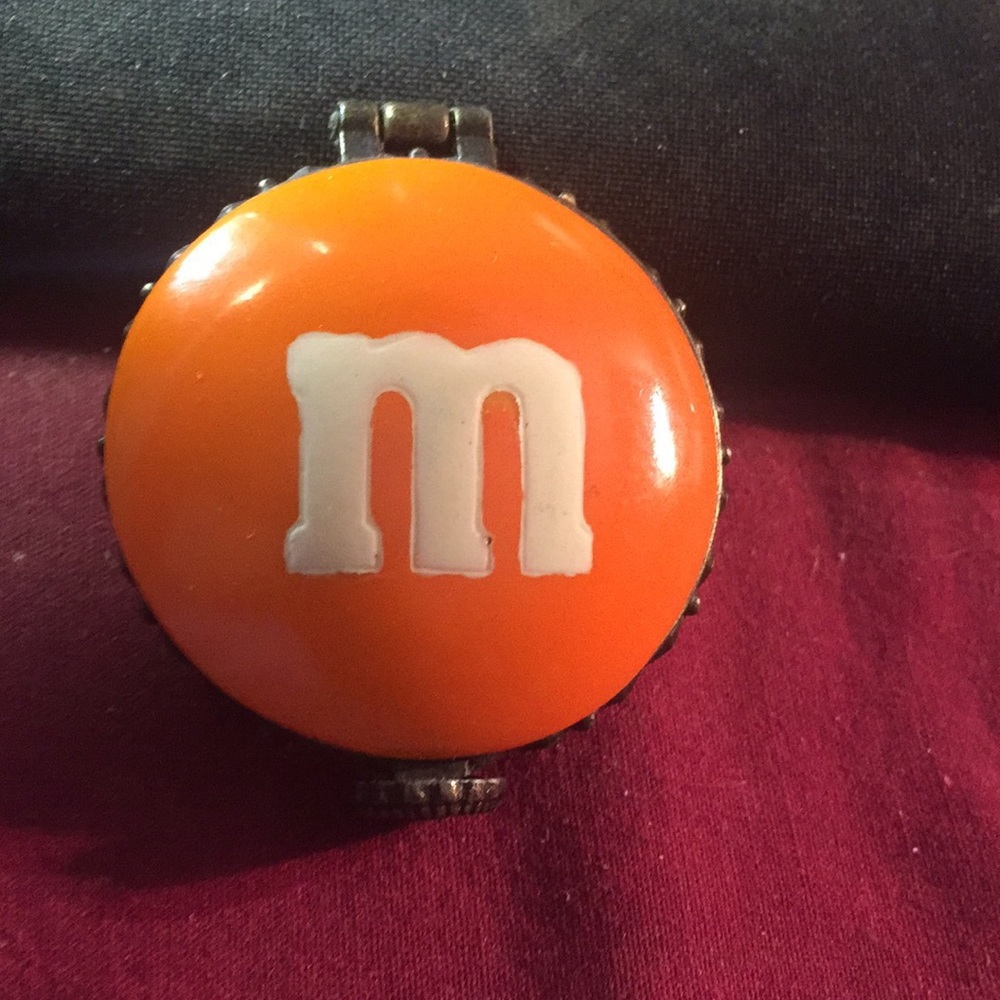 M&M metal enamel-covered pillbox.  See pictures.